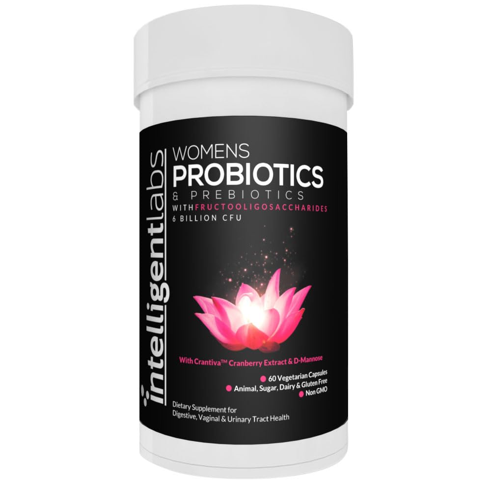 Intelligent Labs Women's Probiotics Formula with Cranberry Extract, D-Mannose and Prebiotics All in one, 6 Billion CFU Probiotic, One Capsule a Day, 60-Day Supply, Third-Party Verified for Purity