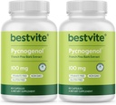 BESTVITE Pycnogenol 100mg (120 Capsules) (60x2) - 法国海洋松木条提取法 - 无 Stearates - Gluten Free - 非 GMO