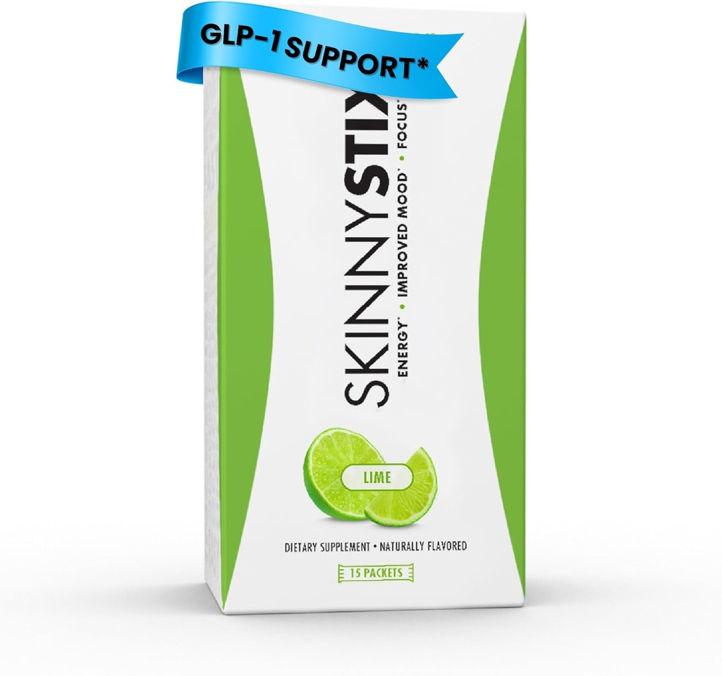 SkinnyStix Lime GLP-1 Support Powder Energy Drink, Informalc Support, Appetite Control, Natural Energy Boost  по 15 единични опаковки