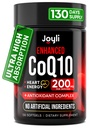 High Absorption CoQ10 200MG - Co Q10, 200mg Softgels for Heart Health & Energy Production - Enhanced Co Q 10 Supplement with Antioxidants and Flaxseed Oil - CoQ10 200 mg Per Serving