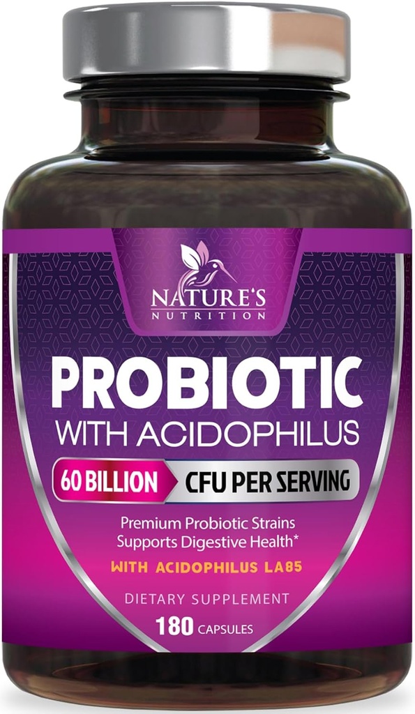 Probiotika 60 milliarder CFU per servering - 10 Strains + Prebiotika - Digestiv helse, Gut & Immune Support - støtter anledninger, gass og blomstring for kvinner og menn
