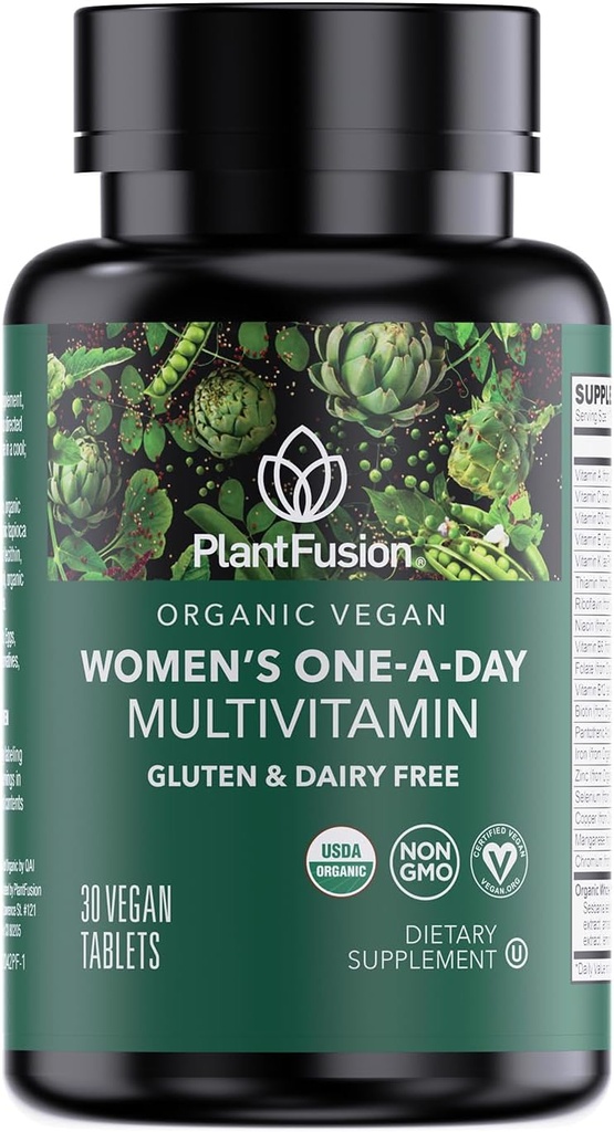 PlantFusion organisk multivitamin for kvinner - en daglig hel mat blande kvinners multivitamin - Vegan, ikke-GMO, Glutenfri og glatt gratis - 30 tabletter (1 måneds forsyning)