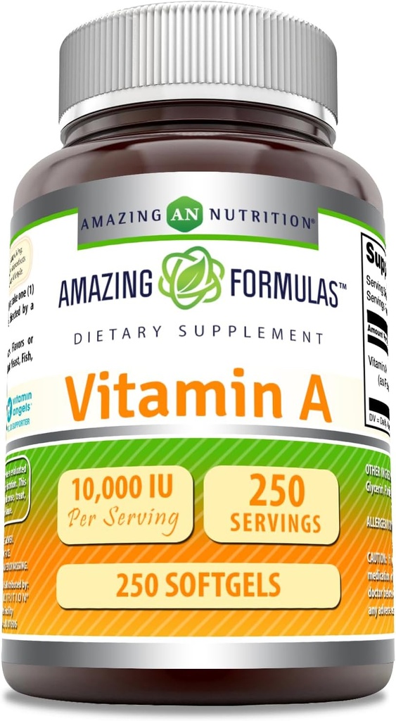 (原始内容存档于2019-09-21) (英语). Excellent Formulaments Vitamin A 10000 IU Supplement QQ作为 Retinyl Palmitate + 3000 Mcg + Softgels + Non-GMO → Gluten Free → 在美国制造 (1 Pack, 250 Count).