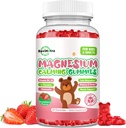Magnesio Gummies per bambini - Magnesio Glycinate Gummies Supplemento con L-teanina, Vitamina B6, D3 per bambini e adulti Dormire, Calma, Relax, Cervello, Bones, Zucchero Fragola Libera 60ct