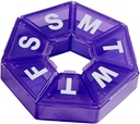 EZY DOSE Organizador semanal, Caja de Medicina y Planificador de Vitaminas, Planificador de Píldoras de Viaje, Almacenamiento Portable, 7-Sided, Púrpura, BPA Gratis