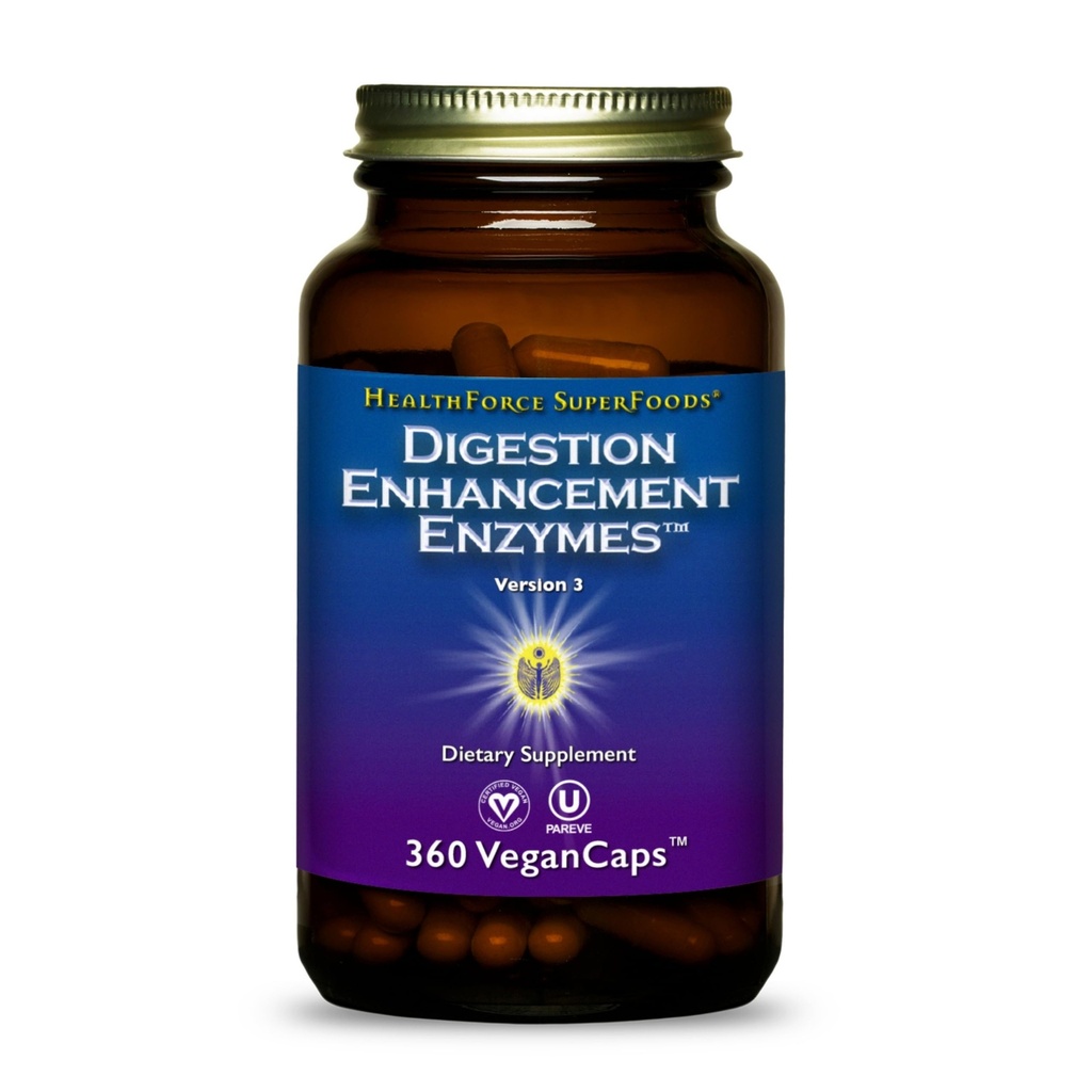 HEALTHFORCE SUPERFOODS Digestion Enhancement Enzymes - 360 Vegan Capsules