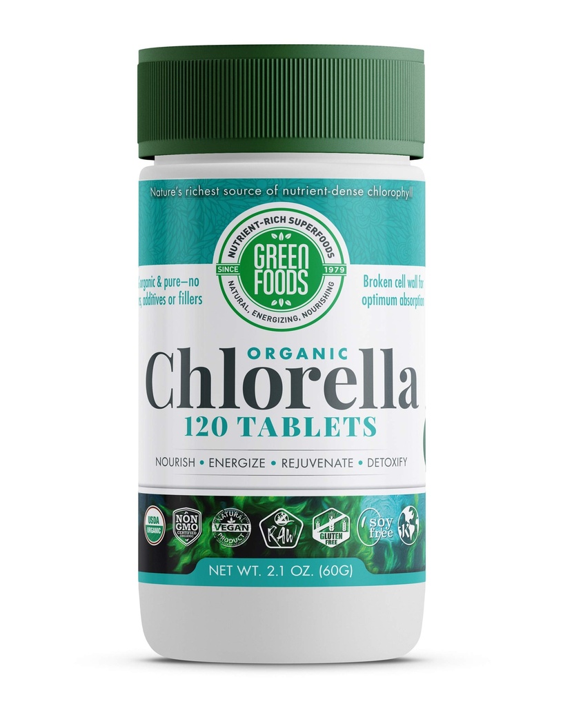 Green Foods Organic Chlorella 500 Mg, 120 Count