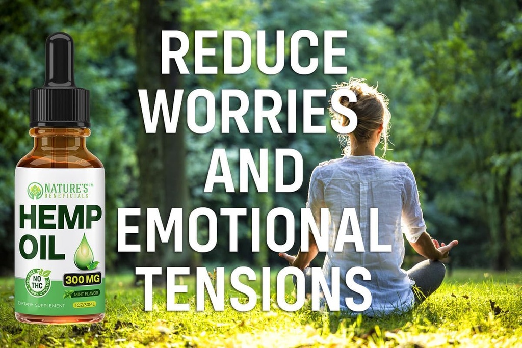 NATURE's BENEFICIALS Bio Hanf Öl Extrakt Tropfen, 1000mg - Omega Fettsäuren 3 6 9, Non-GMO Ultra-Pure CO2 extrahiert