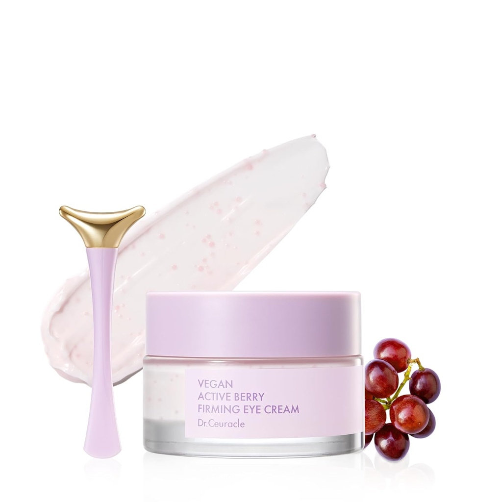 Dr.Ceuracle Vegan Active Berry Firming Eye Cream з аплікатором - Hydrating Resveratrol Лікування очей для темних кругів і набряклості, Корейська Догляд за шкірою для запасних наповнювачів (32г / 1.12 oz.)