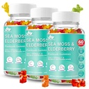 Irish Sea Moss Gummies with Elderberry – USA Made Vegan Gummies with Vitamin C, D & Zinc – Immune Support Supplement with Bladderwrack & Burdock Root for Adults & Kids – 3 Packs