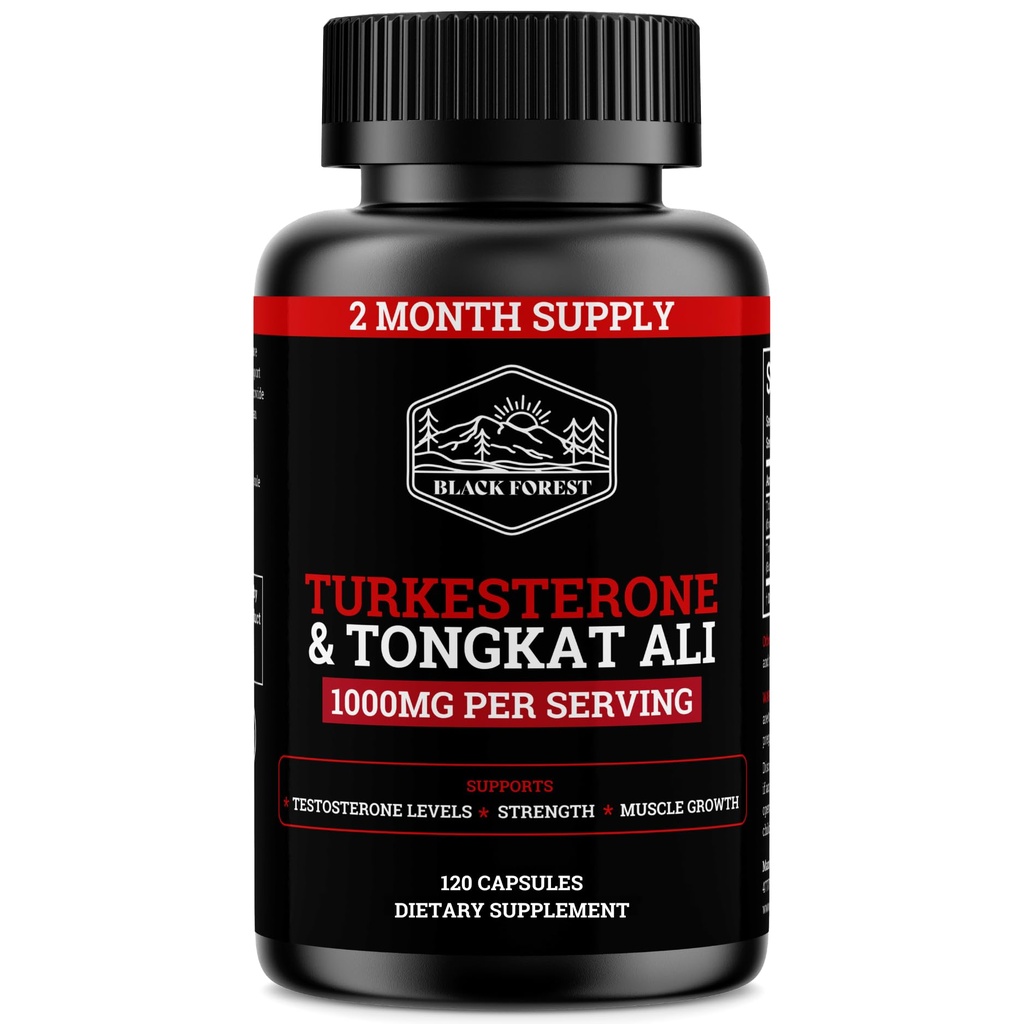 Black Forest Turkesterone Tongkat Ali Supplement 1000mg per Serving (Max Purity 95%) Turkesterone Supplement for Men (Tongkat Ali for Men Longjack 200:1) Similar to Tongkat Ali Fadogia Agrestis