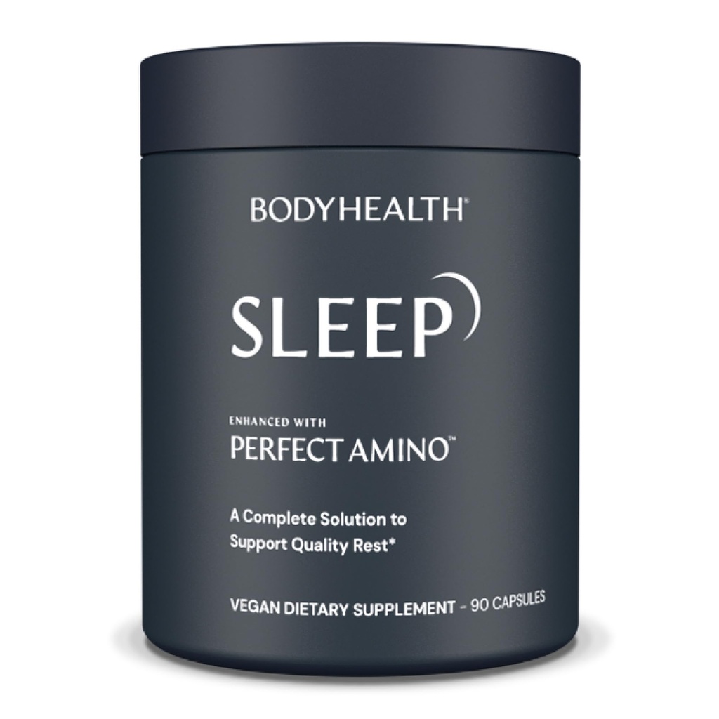 BodyHealth Sleep, Sleep Aid and Supplement for Adults with 3 mg Melatonin, Non-Habit Forming Pills Enhanced with PerfectAmino - 90 Capsules