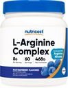 Nutricost L- arginino kompleksas (Blue Aviečių, 60 Paslaugos) - Gluten Free, Non-GMO