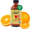 CHILDLIFE ESENȚIALE Vitamina lichid C - supliment lichid pur vitamina C pentru copii, copii mici, & Bebeluși, suport sistem imunitar, aroma portocaliu natural, 4 Fl Oz (Pachetul de 1)