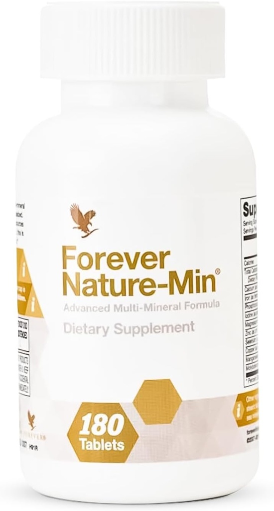 Forever Living - Forever Nature-Min®: Premium Multi-Mineral Blend - Подпомага мускулите, мозъка и хигиената - 10 Essential & Trace Minerals - 180 таблетки
