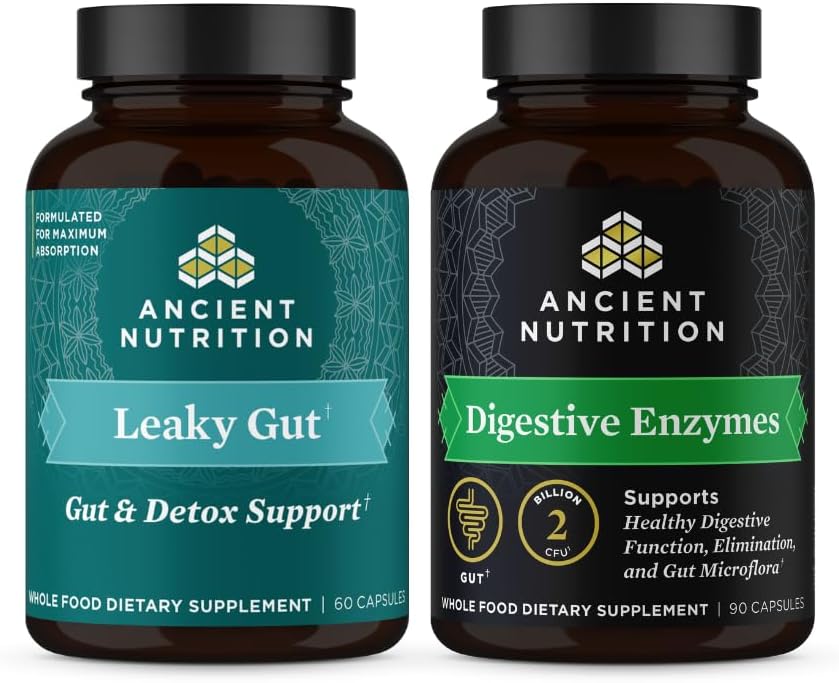 Gamle Ernæring Leaky Gut Capsules, 60 greve + Digestive Enzymes Capsules, 90 greve