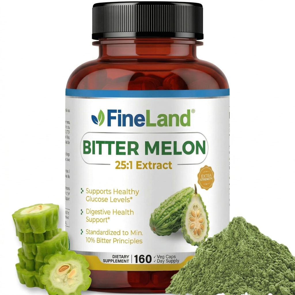 FineLand Bitter Melon 25:1 Extract, 10% Bitter Principles, Supports Digestive Health, Standardized and Concentrated Extract, 160 Vegan Capsules, Non-GMO, Made in USA
