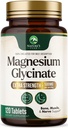 Magnesium Glycinate 500mg Per Serving - Chelated Magnesium Supplement for High Absorption Supplement - Muscle, Bone & Heart Health Support - Easy on Stomach Non-GMO Vegan, USA Bottled - 120 Tablets