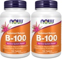 NOW Supplements, Vitamin B-100, Sustained Release, Energy Production*, Nervous System Health*, 100 Tablets (Pack of 2)