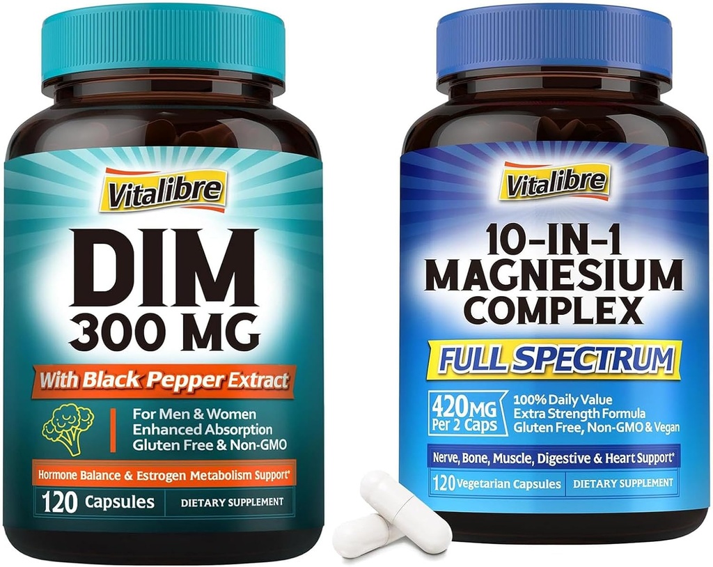 DIM Supplement 120 Capsules & 10 in 1 Magnesium Complex 120 Capsules