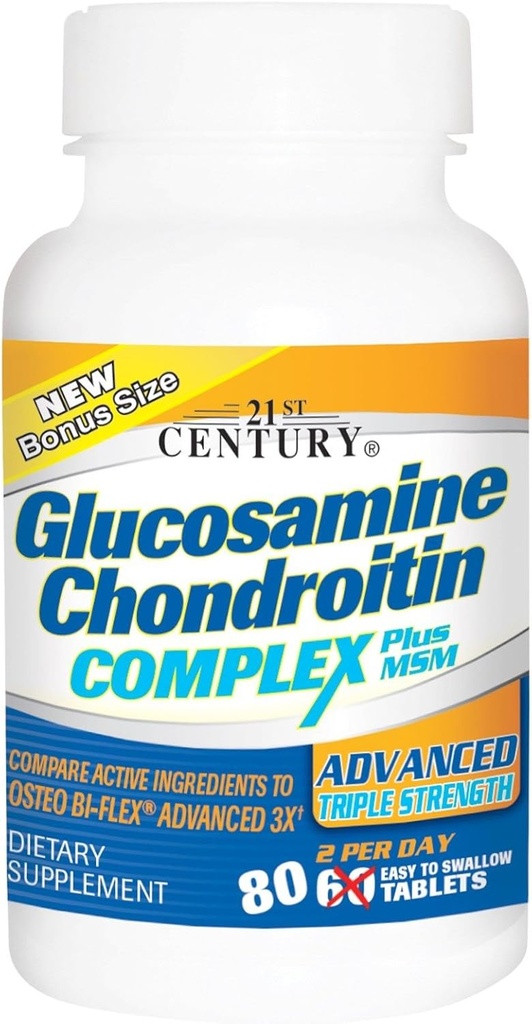 Glukosamina Chondroitin Complex Plus MSM, indar hirukoitza aurreratua, 60
