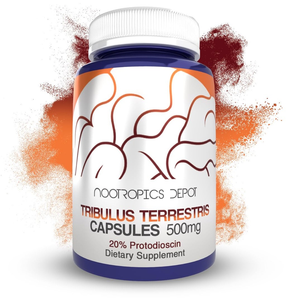 Nootropics Depot Tribulus Extract Capsules | 500mg | 20% Protodioscin | Tribulus terrestris | Fitness, Mood, & Vitality | 60 Count