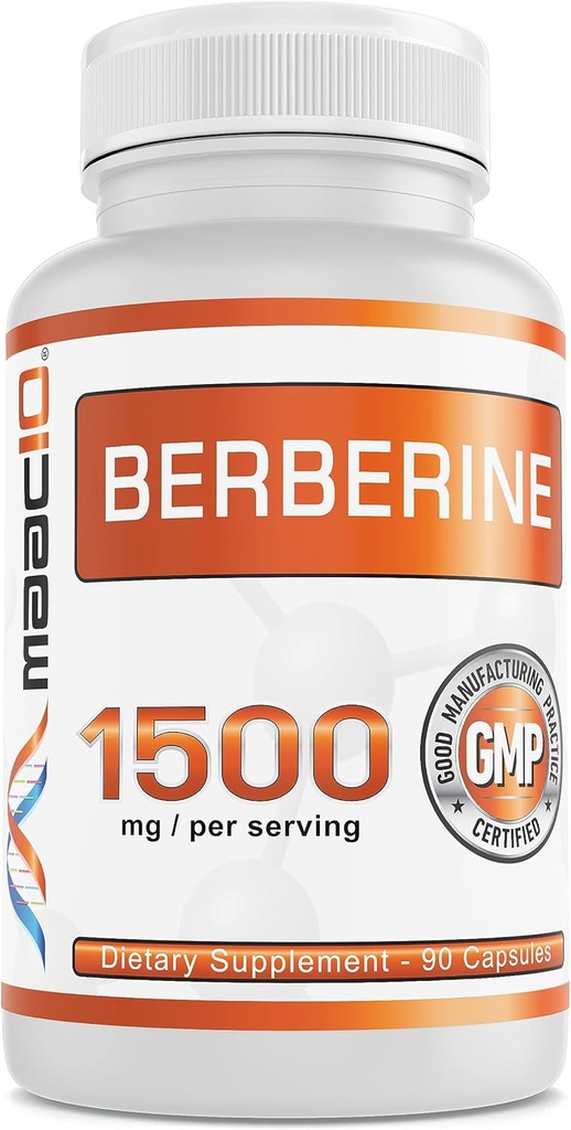 MAAC10 Berberine 1500mg Serving | AMPK Activator tervisliku vananemise, südame tervise ja immuunsüsteemi tugi - Non-GMO, Gluteenivaba, Vegan (3 x 500mg kapslid, 30 päeva pakkumise)
