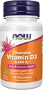 Suplementos Now Foods, vitamina D-3 5,000 IU, licor de ceca natural, apoio estrutural * 120 Chewables