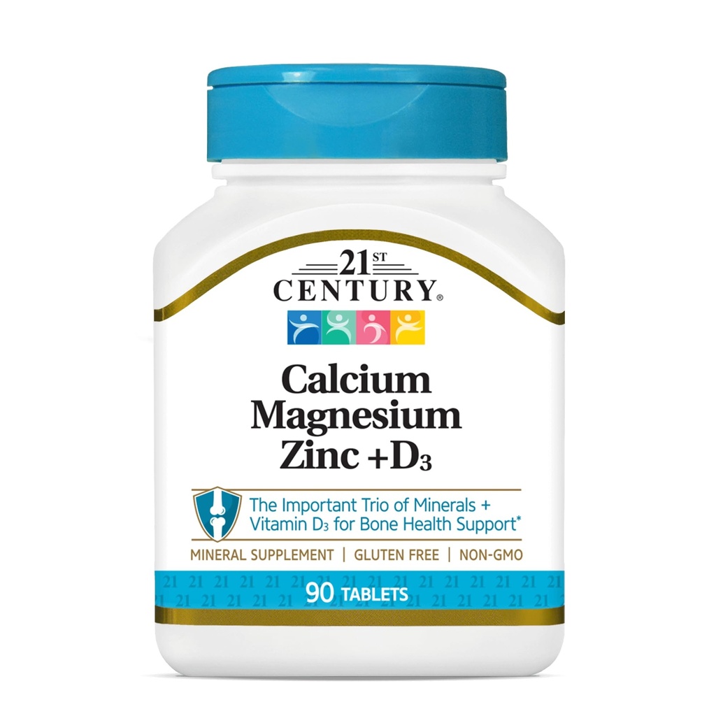 21st Century Cal Mag Zinc +D Tablets, 90 Count (Pack of 2)
