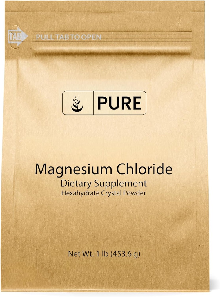 Ingredientes originales puros Magnesium Chloride (1 lb), Eco-Friendly Packaging, Crystal Powder, Magnesium Supplement