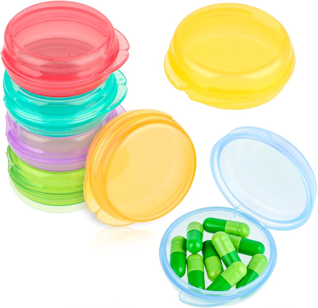 Amabro Small Pill Organizer Box, 7 PCS Travel Pill Cases Portable Pill Container Daily Mini Pill Case Holder para Pocket Purse Briefcase Pills Medicine Cod Liver Oil Storage Box Earplug Case
