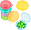 Amabro Small Pill organizator Box, 7 PCS Travel Pill Kastes Portatīvs Pill Konteiners Daily Mini Pill Kases turētājs kabatām Purse Īskaula tabletes Medicīna Cod Aknu eļļas uzglabāšanas kaste Earplug Kaste