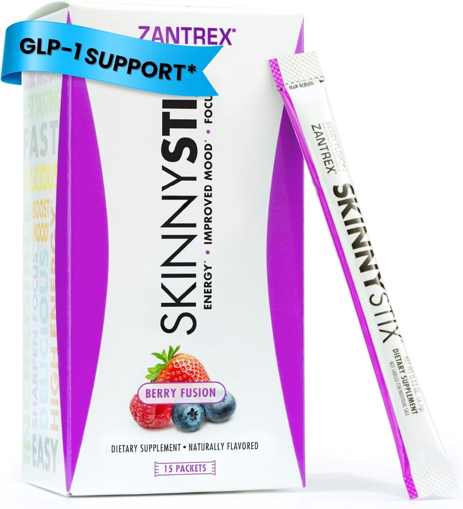 SkinnyStix Berry Fusion GLP-1 Ondersteuning Powder Energy Drink, Metabolic Ondersteuning, Apetite Control, Natuurlijke Energie Boost 