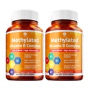 1 Body Vitamin B Complex Twin Pack with 5-MTHF Folate, B1, B2, B5, B6, Methyl B12, Niacin, Biotin 60 Capsules Each
