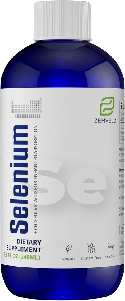 ZEMVELO líquido Ionic Selenium Suplemento - adulto de envellecemento saudable - soporta sistema inmune e defensa antioxidante para a lonxevidade e benestar - 3 Mes de subministración