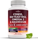 NEW AGE COQ10 200mg Red Yeast Rice, Omega 3, maşın Kompleksi, oksigen Vitamin K2 D3 - Vitamin B3, Coenzyme Q10-60 Count
