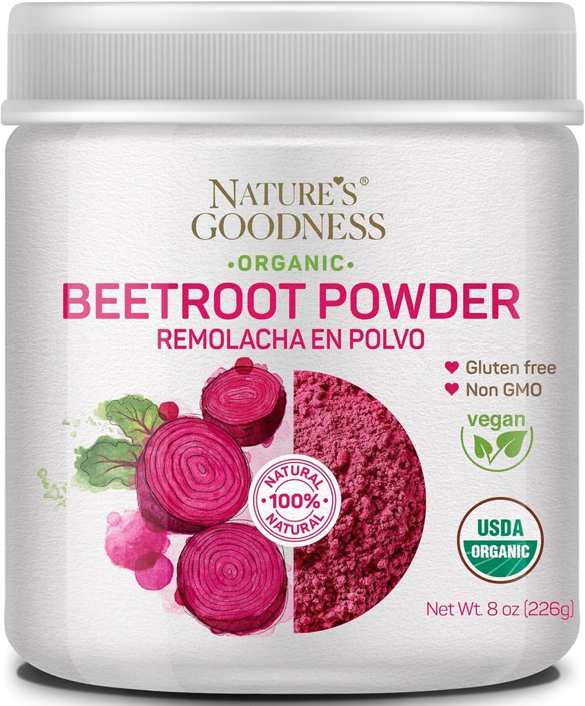 Természeti jóság Beet Root Powder - 56 Servings (8oz) - Nitric Oxide Booster for Energy, Stamina, Heart Health, and Athletic Performance