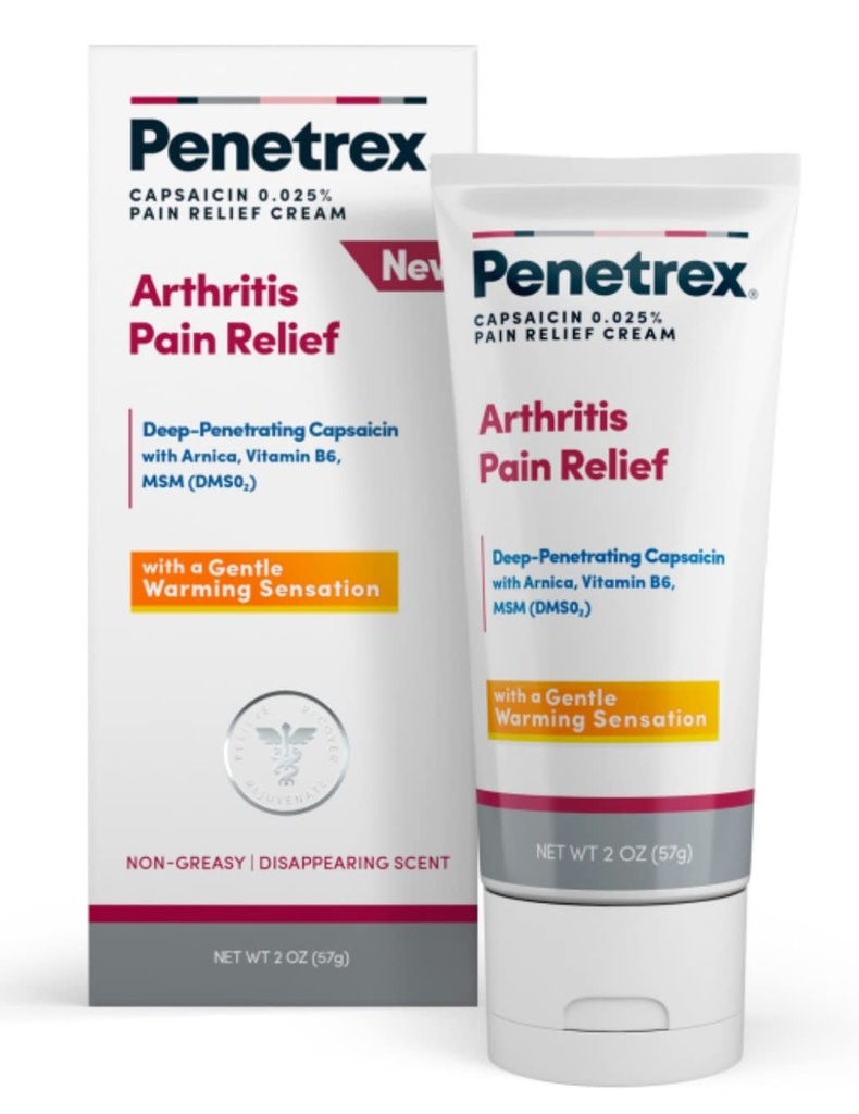 Penetrex Arthritis Warming Pain Relief Cream - Deep Penetrating Capsaicin with Arnica, Vitamin B6 & MSM(DMSO2) - Apply to Hands, Wrists, Feet, Knees, Elbows and Other Affected Areas, 2 oz