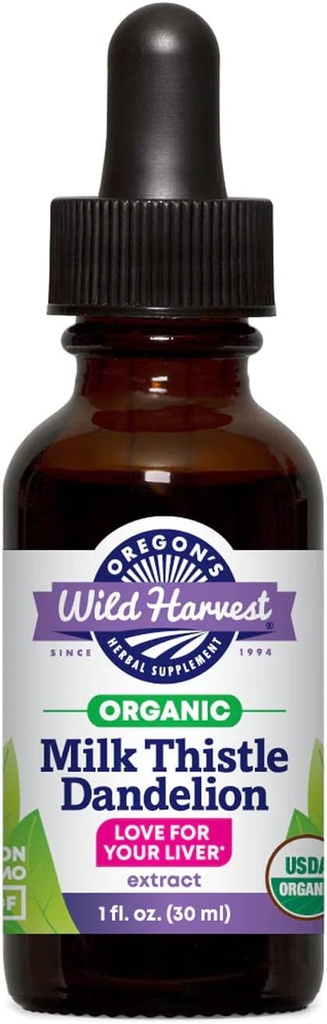Oregono Wild Harvest Milk Thistle Dandelion Organic Extract, 1 Skysčių tepalas