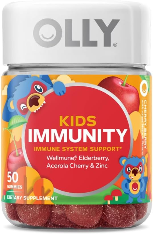 OLLY Kinder Schlaf & Immunität Gummy, Melatonin, Wellmune, Elderberry, 50 Count