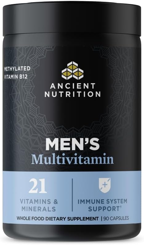 Ancient Nutrition Multivitamiinid Meestele, Multi Meestele, Vitamiin D, C, E, B12, Tsink, Magneesium, Toetab Tervislikku Immuunsüsteemi Ja Luude Tervist, 90 Ct