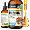 BIO KRAUTER Immune Support Mushroom supplement - Lions Mane, Shiitake, Turkey Tail, Reishi, Chaga &apos; Maitake Liquid Extract - Mushroom Complex Tincture - Vegan drops 4 Fl.Oz.