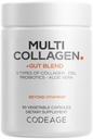 Codeage Multi Collagen + Gut Blend Supplement - Digestive Probiotics, DGL Licorice, Aloe Vera, Organic Peppermint Leaf, Slippery Elm - Hydrolyzed Bovine Collagen Pills - Non-GMO - 90 Capsules