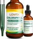 Lovita Chlorofil Liquid Drops, High Potency 120 mg / mL, 7.200 mg per Bottle, Natural Energy Booster & Imune Dukung, Internal Deodoran, Skin Health, Vegan & Non-GMO, Mint Flavor, 60 Service 2 Oz