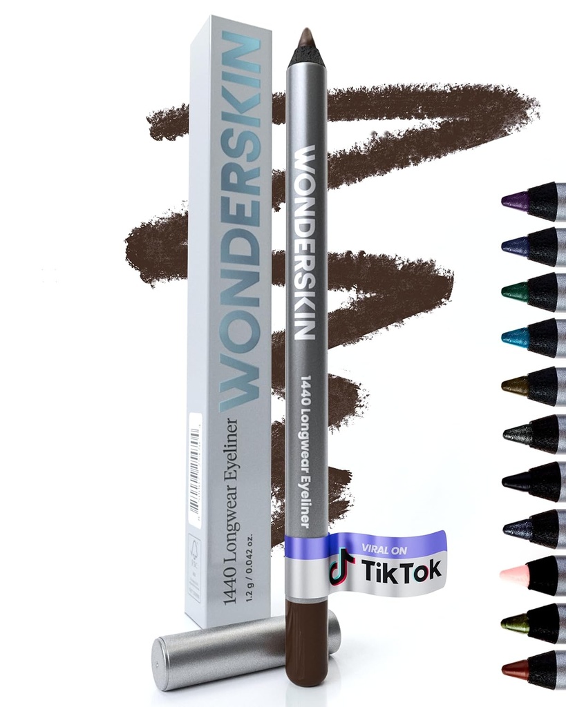 Wonderskin Eyeliner Pencil, 1440 Longwear Brown Eyeliner Pencil - Vattentät, Sharpenable & Smudge Proof