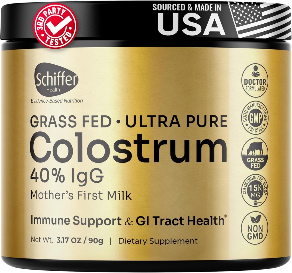 Premium Colostrum Osasunerako IgGrik altuena, Inmune euskarria eta berreskurapena Superfood, Anti-Age - Belar-Fed Bovine Colostrum Hauts - Amaren lehen esnea, 60 zerbitzari, Unflavored