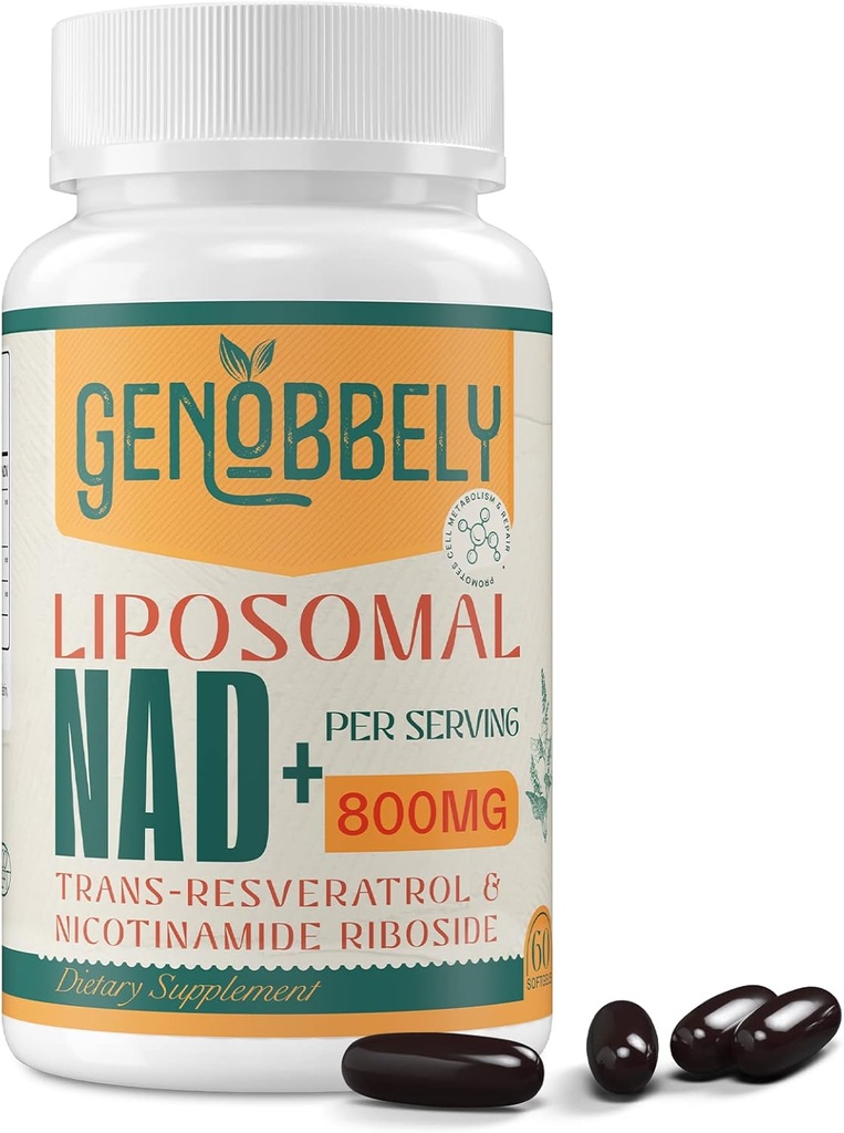 800毫克 Liposomal NAD+ 与Nicotinamide Riboside 200 mg,Trans-Resveratrol 100 mg-DNA修复、健康衰老、大脑功能-60天供应的真NAD补充