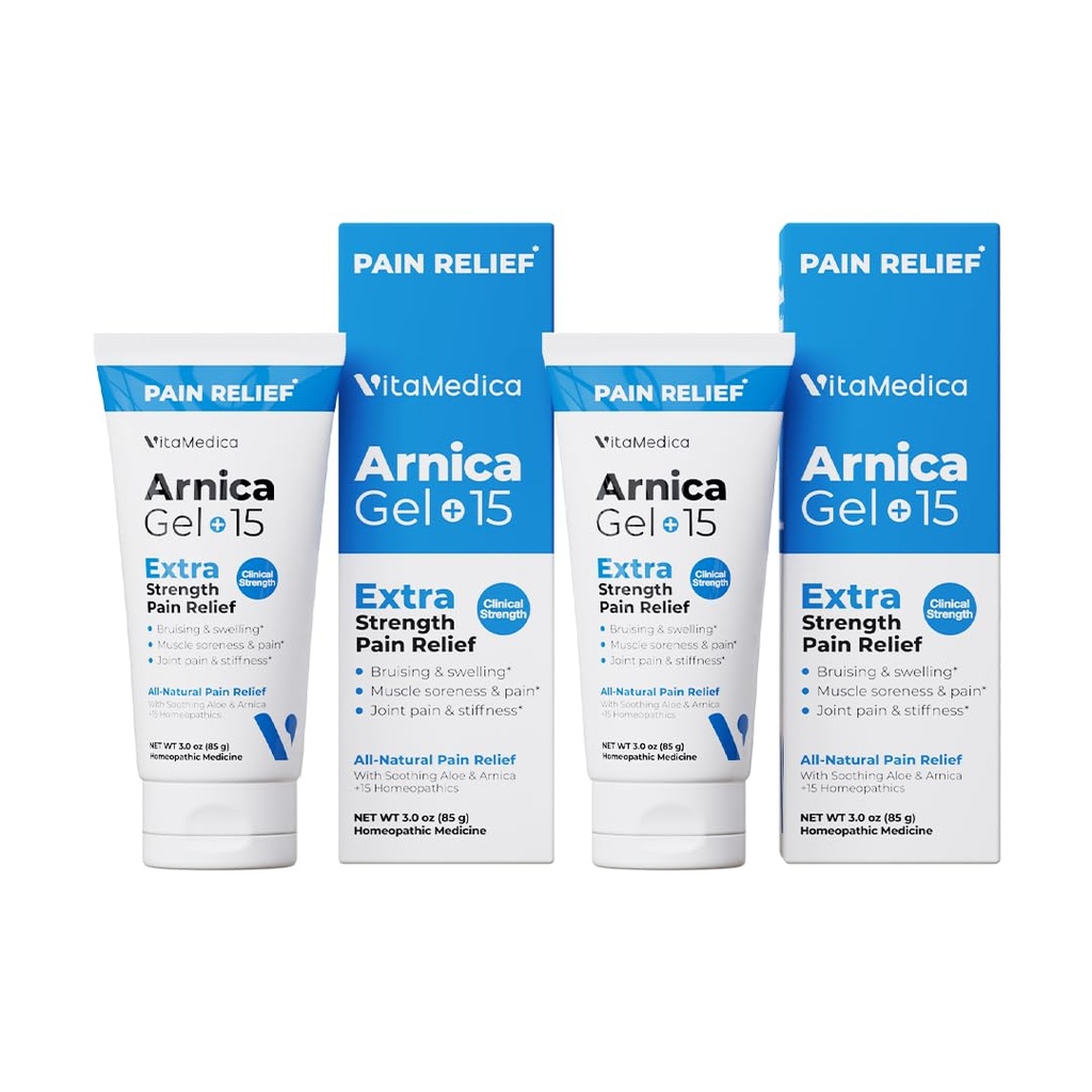 VitaMedica Arnica Gel Plus 15 Healing Plant Compounds, Extra Strength Formula for Bruising, All-Natural Plant-Based Topical Gel, 2-Pack