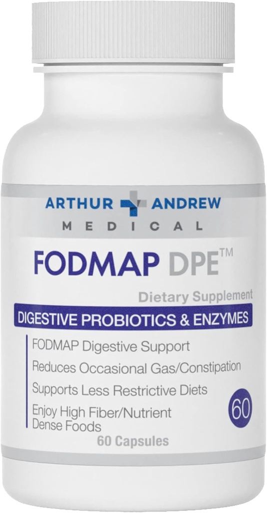 Arthur Andrew Medical - FODMAP DPE, Probiotice Digestive şi Enzime, Ajutor pentru Intoleranţa FODMAP şi Alimente Fermentabile, Vegan, Non-GMO, 60 Capsule