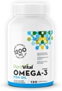Plantvital Omega 3 Fish Oil Capsules - Pure Норвезька Омега 3 Supplement - Потрійна міцність - Ні Риба Flavor - Молекулярно дистильована - Підтримує когнітивні, Joint, очей, волосся та здоров'я серця - 120 Count
